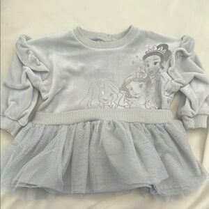 Disney Baby Gray Sweater with Ruffles and Smocking